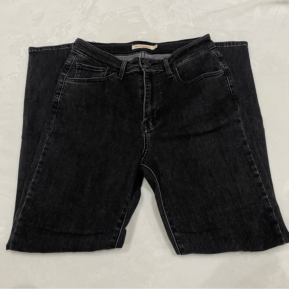 LEVI’S Women’s 721 High Rise Skinny Jeans - distressed black, size W29 L28 - Picture 3 of 12